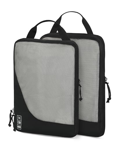2 Set Compression Packing Cubes for Suitcases,Luggage,Travel Bag Organizer - color: Black-2 PCS