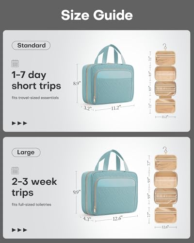 HOTOR Hanging Travel Toiletry Bag Women Men, Light Blue, Medium - color: Light Blue, size: Medium