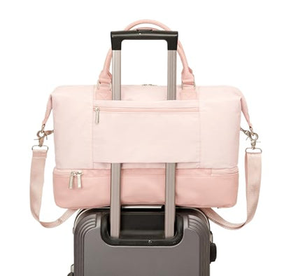 Kinmac Travel Duffel - Overnight Weekender & Gym Bag, Carry-on Tote (Pink) - color: Pink