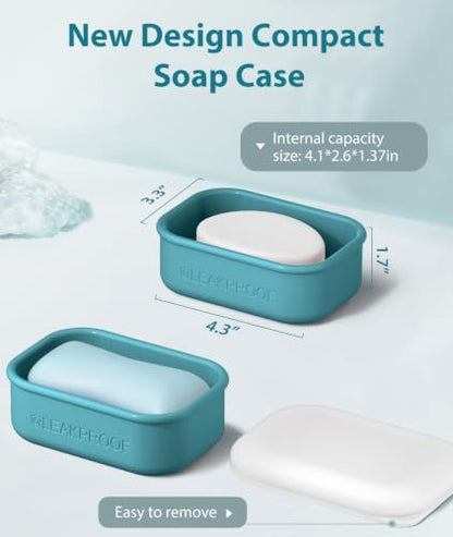 Quatish Compact Leakproof Travel Soap Case, Bar Soap Holder, Bluegreen - color: Bluegreen, size: Regular