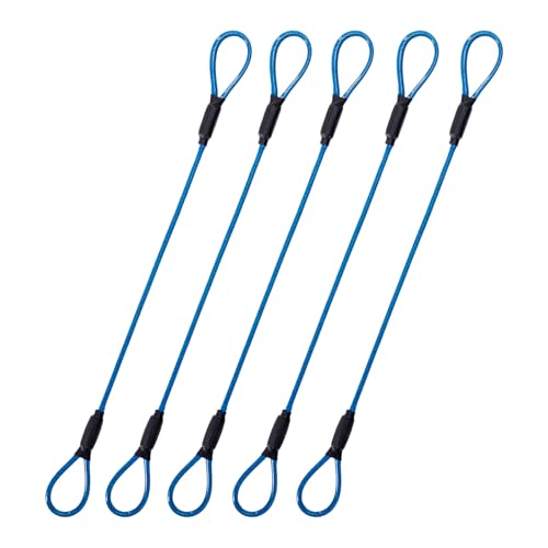 3.3mm Steel Wire Rope Outdoor Travel Security Cable Lock,Braided Steel Coated Safety Cable Luggage Lock,Safety Cable Wire Rope Chain Lock Double Loop Lightweight (Blue, 12in/5Pcs) - color: Blue, size: 12in/5Pcs