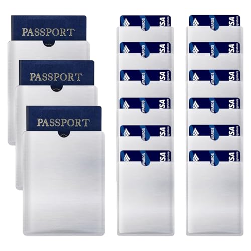 15PCS RFID Blocking Sleeve RFID Credit Card Holder & RFID Passport Sleeve – Secure Travel Wallet – To Protect Your Valuable Information From Theft (Silver - color: Silver