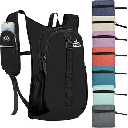Small Hiking Backpack 18L Foldable Packable Travel Backpack with Phone Pocket Lightweight Hiking Daypack - color: 15l-black
