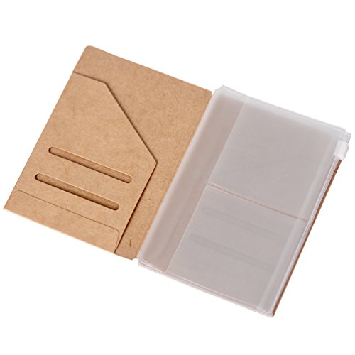 Zipper Case & Kraft Folder Refill Inserts for Passport Size Travelers Notebook, 3.5"x4.9" - size: Passport Size