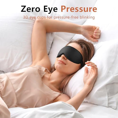 Sleep Mask for Side Sleeper Women Men, Eye Mask for Sleeping Light Blocking, 3D Contoured Cup Sleeping Mask, Soft Breathable Sleep Eye Mask with Adjustable Elastic Strap for Travel - color: Black01
