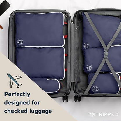 TRIPPED Travel Gear Extra Large Compression Packing Cubes 6-Piece Set - color: Navy