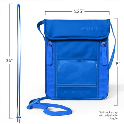 VENTURE 4TH Travel Neck Wallet, RFID Blocking Passport Holder - Sleek Blue - color: Sleek Blue