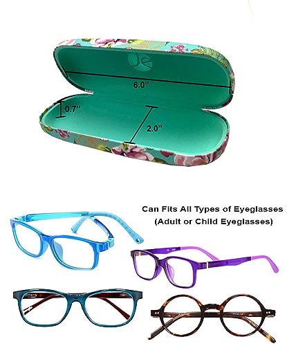 JAVOedge [4 PACK / 3 PACK], Printed Pattern Durable Hard Clamshell Eyeglass Case with Bonus Microfiber Cloth - color: Florals - Style B, size: 3 PACK