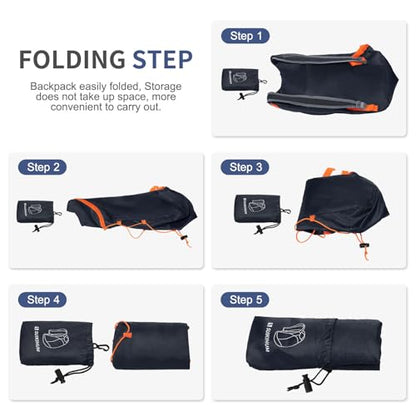 20L Small Hiking Backpack Lightweight Packable Daypack Navy | Foldable Day Pack for Men Women Functional Style Small Outdoor Backpack Waterproof for Travel Camping Mountaineering - color: Navy Blue