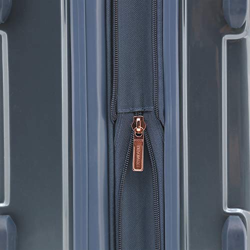 kensie 3 Piece "Alma" Light Metallic Style TSA-Lock Spinner Luggage Set, Midnight Blue Option - color: Midnight Blue, size: 28"/24"/20" (3 Piece Set)