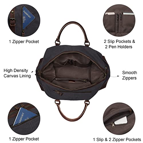 S-ZONE Duffle Bag for Travel Canvas Duffel Bag Carry on Weekender Bag for Men - color: Dark Gray