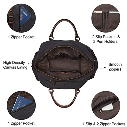 S-ZONE Duffle Bag for Travel Canvas Duffel Bag Carry on Weekender Bag for Men - color: Dark Gray