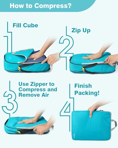 Gonex 10-Piece Compression Packing Cubes with Travel Organizer Set - color: 10-Blue, size: 10 Set