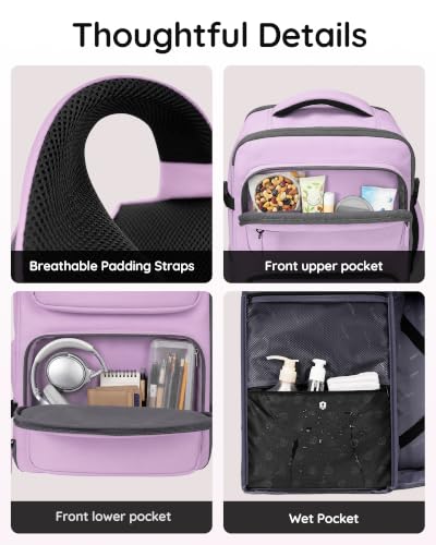 Taygeer Travel Backpack, Luggage Backpack with 15.6inch Laptop Compartment - color: Orchid Purple