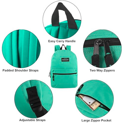Trail maker Classic 17 inch Backpacks with Adjustable Padded Straps | School Backpacks for Girls, Boys - color: Aqua