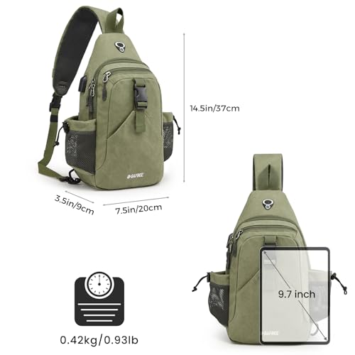 G4Free Canvas Crossbody Sling Bag with RFID Blocking for Women Men - color: Army Green