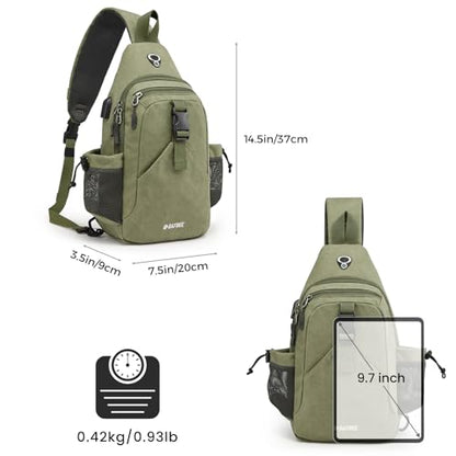 G4Free Canvas Crossbody Sling Bag with RFID Blocking for Women Men - color: Army Green