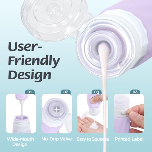 6Pcs Travel Bottles for Toiletries, Silicone Travel Size Containers Set - color: PURPLE