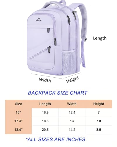 MATEIN Extra Large Laptop Backpack for Women, TSA Friendly Carry On Bag - color: Purple, size: 18 Inch