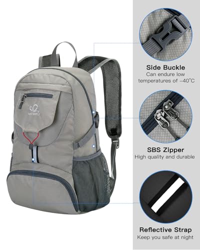 WATERFLY Small Lightweight Packable Backpack: 20l Hiking Daypack Man Woman - color: Grey3