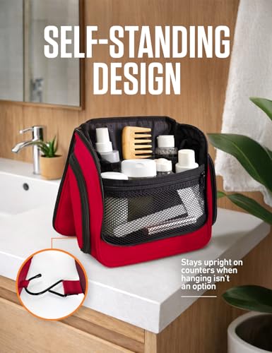 VENTURE 4TH Hanging Travel Toiletry Bag, 18 Compartments - Red - color: Red