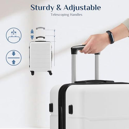 OLIXIS 28 Inch Luggage, Hardside Checked Suitcase with Spinner Wheels, Lightweight ABS Hard Shell Travel Luggage, TSA Approved Lock, Expandable Large Suitcase for Business & Travel–White - color: White, size: 28 IN