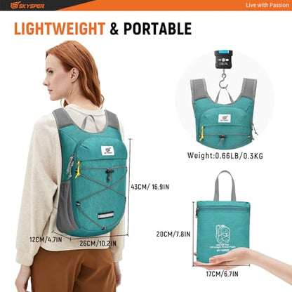 SKYSPER Foldable Hiking Backpack 10L/15L Small Lightweight Travel Daypack - color: Cyan, size: 15 l