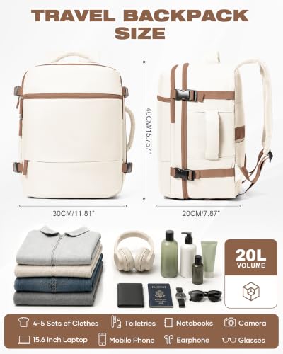 suradar Travel Backpack for Women Men Carry on Backpack - color: A1-beige Brown
