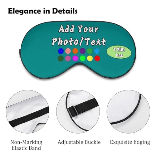 Personalized Eye Mask 1-200 Pcs Custom Eye Cover for Men&Women Customized Eyeshade with Adjustable Strap for Sleeping Travel Work Naps, Darkcyan - color: Darkcyan
