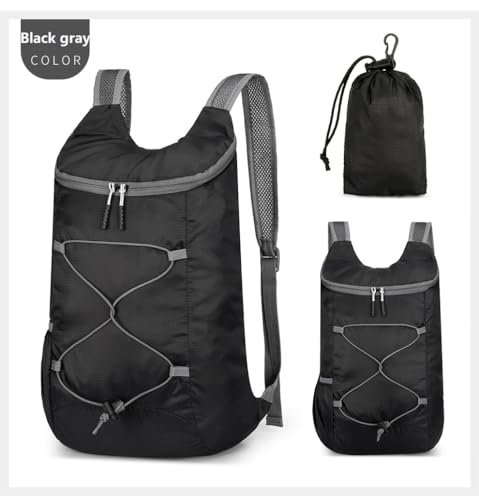 levayhill 16L Foldable Hiking Backpack,Small Packable Daypack, Black & Gray - color: Black&gray