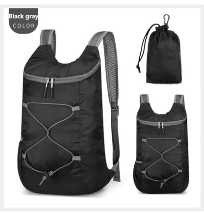 levayhill 16L Foldable Hiking Backpack,Small Packable Daypack, Black & Gray - color: Black&gray