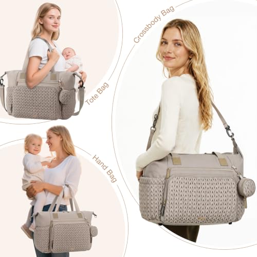Diaper Bag Tote, Large Baby Hospital Bag for Labor Delivery Mom - color: Taupe