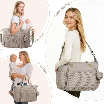 Diaper Bag Tote, Large Baby Hospital Bag for Labor Delivery Mom - color: Taupe
