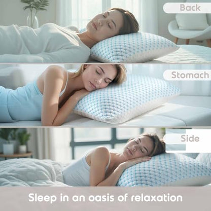 Nestl Cooling Kids Pillow for Sleeping 1 Pack, Luxury Shredded Memory Foam Pillows Kids Size, Adjustable Cold Gel Pillows for Hot Sleepers Supportive Cool Pillow for Side Back Stomach Sleepers - size: Kids 13"x18"