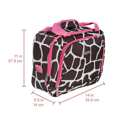 Rockland Fashion Softside 2 Piece Luggage Set, Expandable, (14" Tote/19" Upright), Pink Giraffe - color: Pink Giraffe, size: 2 Piece (19"/14" Tote)
