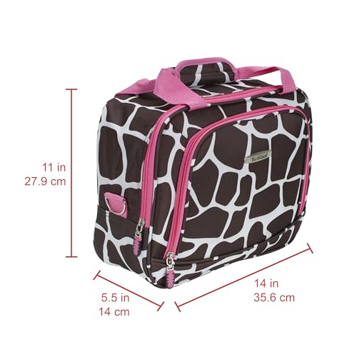 Rockland Fashion Softside 2 Piece Luggage Set, Expandable, (14" Tote/19" Upright), Pink Giraffe - color: Pink Giraffe, size: 2 Piece (19"/14" Tote)