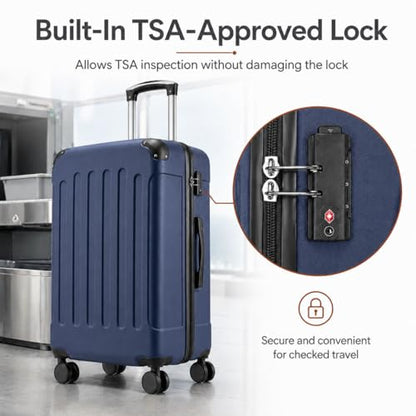 YOETEY 5-Piece Hardshell Luggage Sets, 20/24/28 Inch, Blue - color: Blue, size: 5-Piece Set