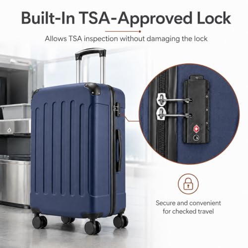 YOETEY Lightweight Hardshell Carry On Luggage, 20 Inch, 3-Piece Set - color: Blue, size: 3-Piece Luggage Set