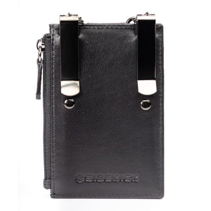 RFID Blocking Boot Wallet with Security Chain & Zipper Lock – Genuine Leather Wallets for Men, Travel Wallets Women, Minimalist Leather Card Holder - color: Black Embossed