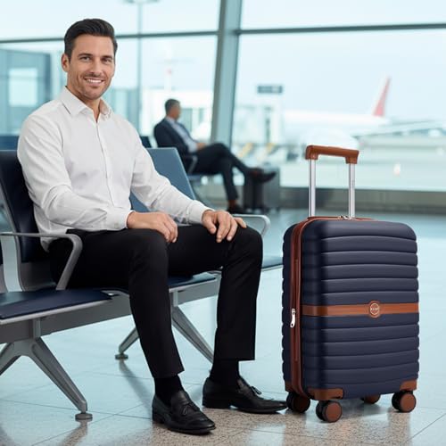 Kono Expandable 24 Inch Luggage with Spinner Wheels, Medium Checked Luggage with Lock, Lightweight & Anti-Scratch PC+ABS Hardshell Travel Suitcase, Black/Brown - color: Black/Brown, size: Checked-medium 24-inch