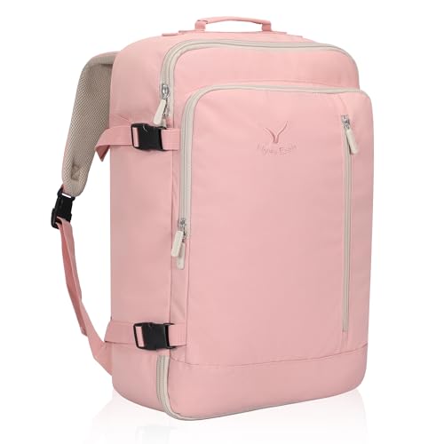 Hynes Eagle 38L Flight Approved Backpack Carry On Travel Bag for Men Women - color: Light Pink