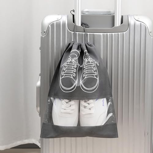 2 Pack Shoe Storage Bags Breathable Drawstring Shoe Bags Organizers Essentials For Travel Home Closet Gym - color: Grey