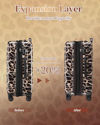 Luggage Sets 2 Piece Expandable Suitcases Set, 20/24Inch - color: Cheetah, size: 2-piece(20"/24")