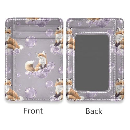 Bolaz Fox Dream Bubble Mini Front Pocket Wallet Credit Card Holder Slim RFID Blocking Sleeves for Men Women Credit Card Protector - color: Fox Dream Bubble