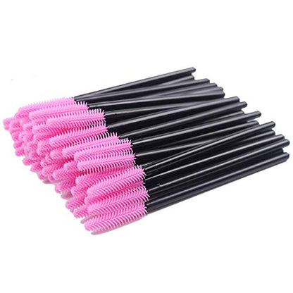 BIHRTC Pack of 100 One-Off Disposable Silicone Eyelash Mascara Brushes - color: Deep pink
