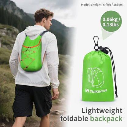 20L Small Hiking Backpack Lightweight Packable Daypack Green | Foldable Day Pack for Men Women Functional Style Small Outdoor Backpack Waterproof for Travel Camping Mountaineering - color: Green