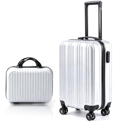 20 Inch Carry-On Hardside Suitcase with 360° Spinner Wheels, Lightweight Rolling Luggage Set with Makeup Case and Coded Lock (Gray) - color: Gray