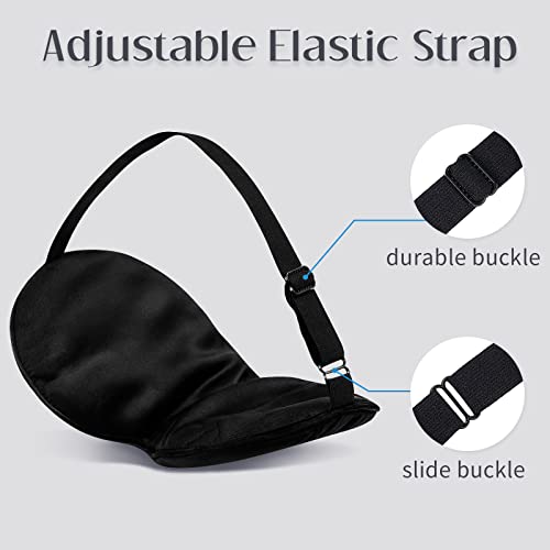 LULUSILK Mulberry Silk Sleep Eye Mask, Blindfold for Women and Men, Black - color: Black