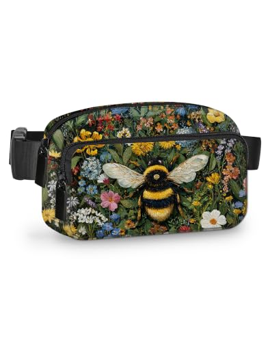 Bee Fanny Pack for Women Belt Bag Fashion Waist Pouch with Adjustable Strap for Sports Running Traveling Hiking Camping Cycling - color: Dark Purple
