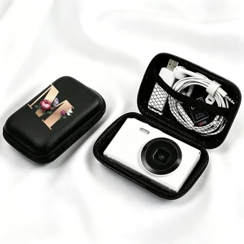 Letter And Flower Print Hard Shell Electronics Organizer, Shockproof Carrying Case for Cables, Earphones, Chargers, Ideal Gift for Travel & Daily Use，4.33 * 3.14 * 1.57 inch/SNB03-M